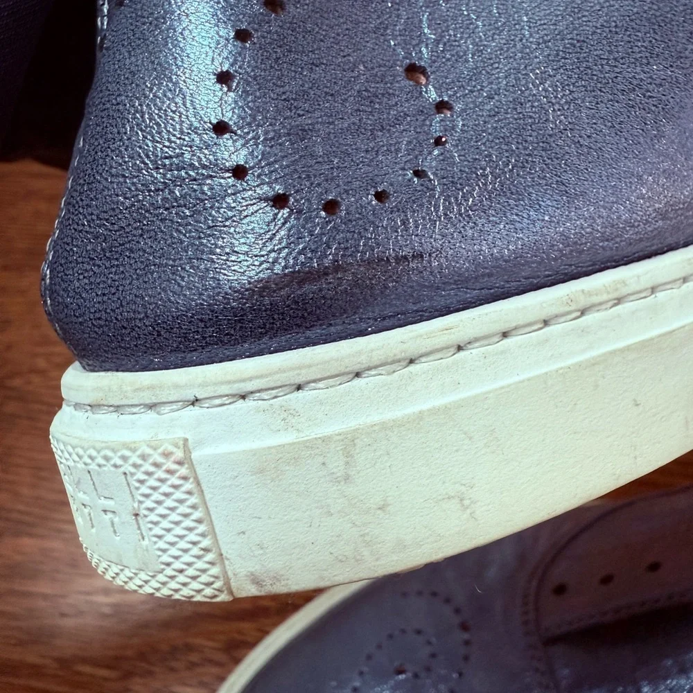 FRATELLI ROSSETTI Leather Hobo Sport Sneakers Metallic Blue Italy Perforated‎ 38